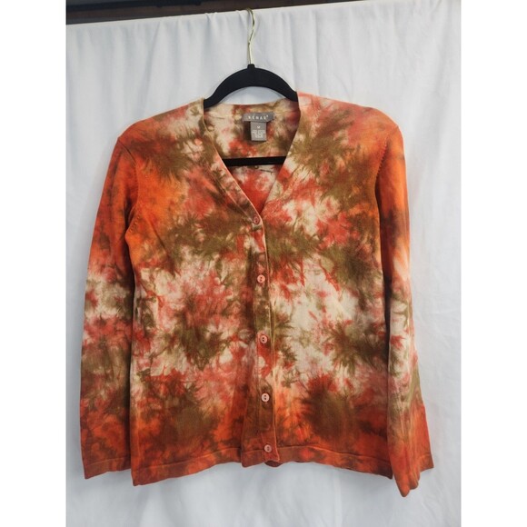 Kenar Cotton Tie Dye Women Casual Long Sleeve Cardigan Sweater Size Medium - Picture 1 of 5